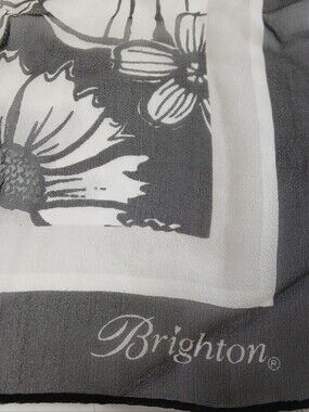 Brighton Gray and White Floral Border Hand Towel